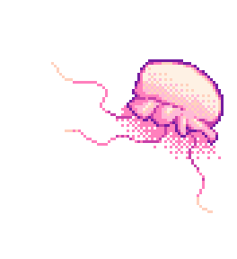 Animated swimming pink jellyfish